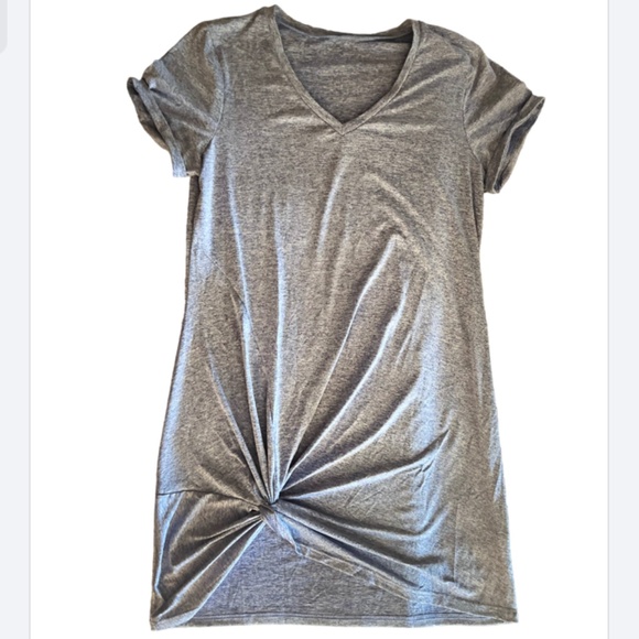 Women's Summer Twist Knot Tshirt Dresses Casual V Neck Short Sleeve Knot - Picture 3 of 3